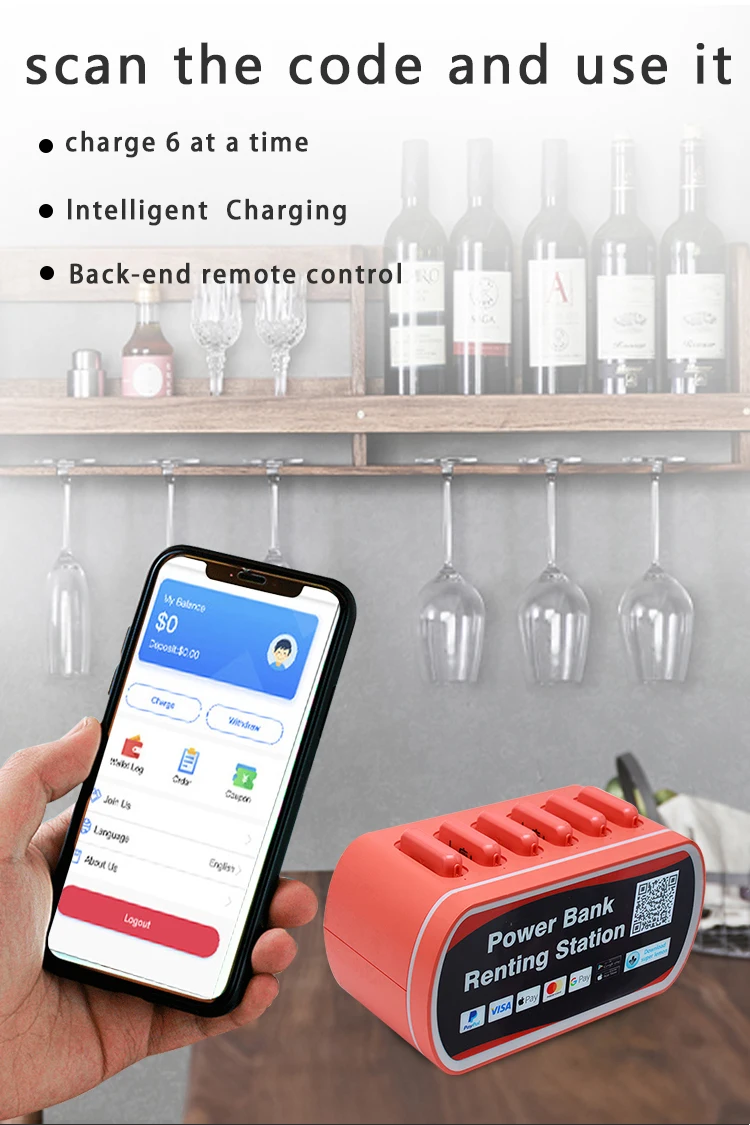 Portable power bank Shared power bank rental charging station 6 PCS 5000mah power banks quick charging - ANKUX.COM