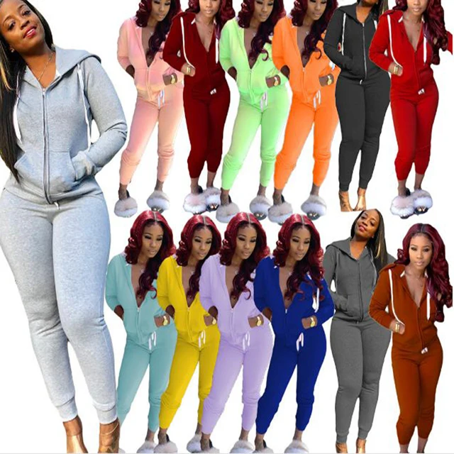 

Womens Jogger Sets Wholesale Sport Hoodie Clothes Two Piece Stacked Pants Set and Long Sleeve Tops for Women, Grey/red/black/pink/brown/custom color