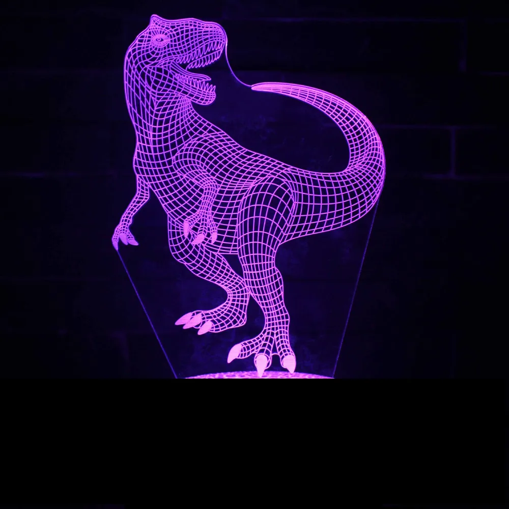 3D Dinosaur LED Illusion Lamp 3D Optical Illusion Lights 7 color Multicolor USB Home Decoration Color Change For boys