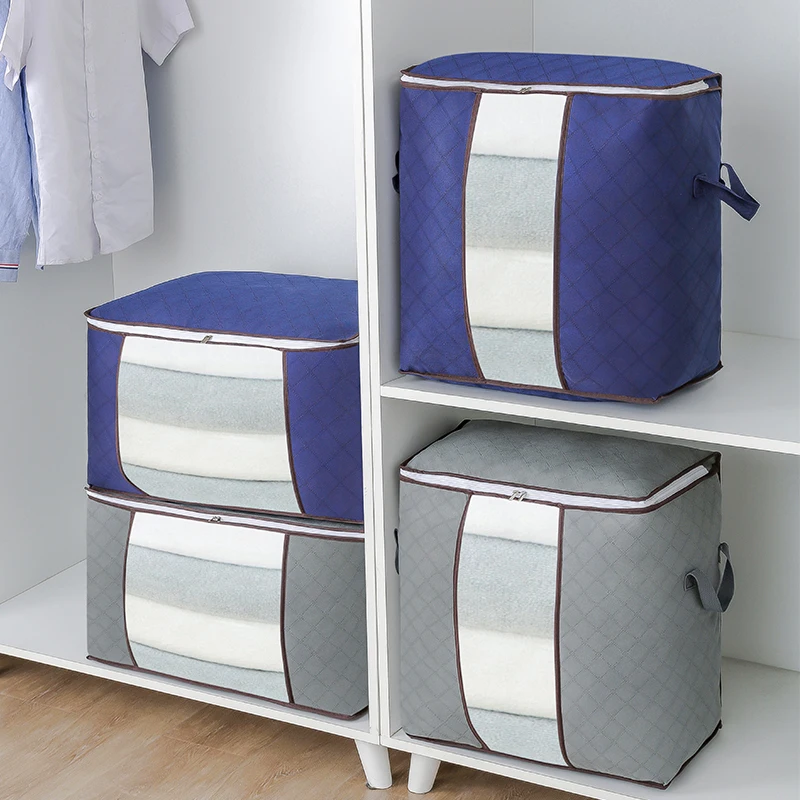 

Customizable large capacity moving luggage packing organizer non-woven clothes quilt storage bag