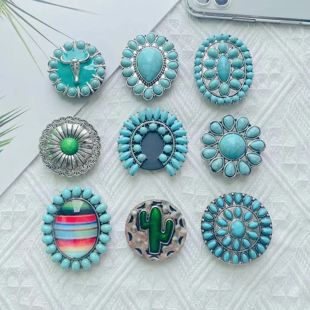 

High quality exaggerated turquoise stone trendy custom phone sockets phone