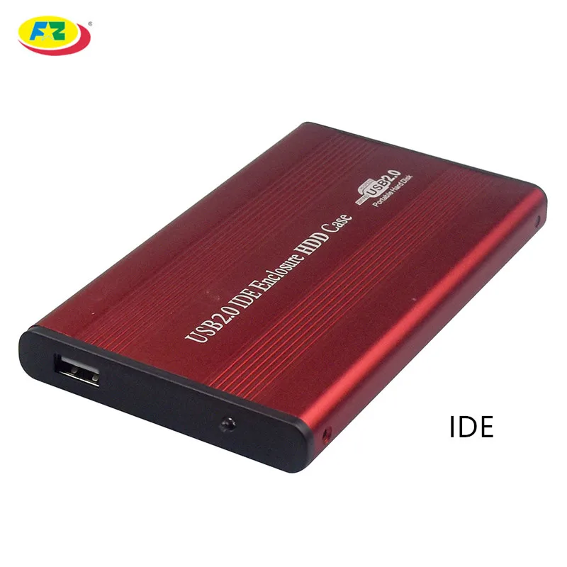 

USB 2.0 to IDE/PATA 2.5" Hard Disk Drive HDD Aluminum External Case 2.5 IDE Enclosure box 500GB Max Capacity FZX2501IA2, Silver, red, black, blue,green