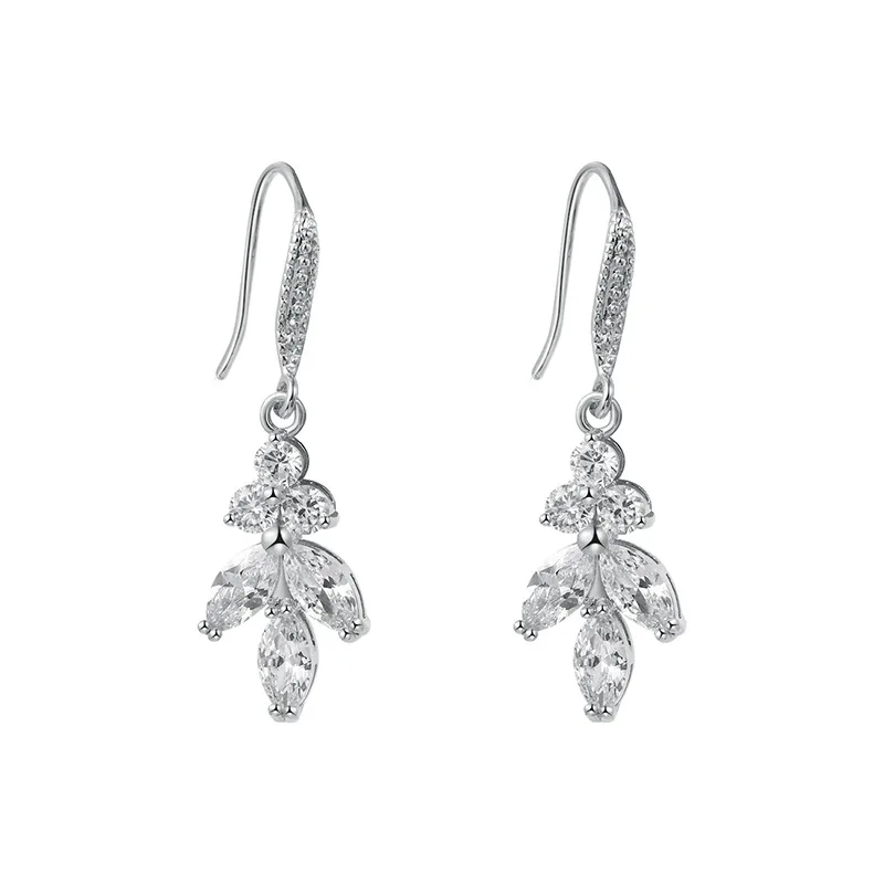 

Top Quality Luxury 3a Marquise Zircon Crystal Women Wedding Earring Gorgeous Leaf Shape Charm Lady Earrings Jewelry, As pic shown