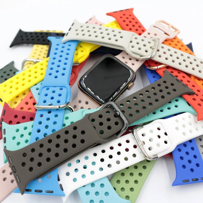 

Silicone Strap for apple watch Se 6 5 4 3 2 1 band 40mm 44mm iWatch band 38mm 42mm Sport bracelet For Apple watch series