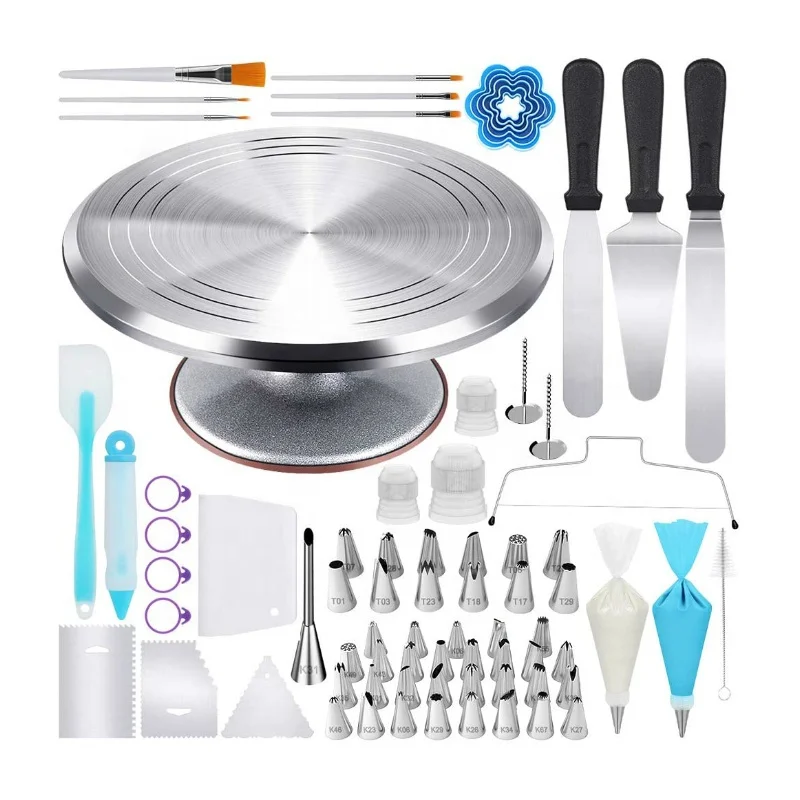 

High quality 177 pcs Cake Decorating set Aluminium Turntable baking tools