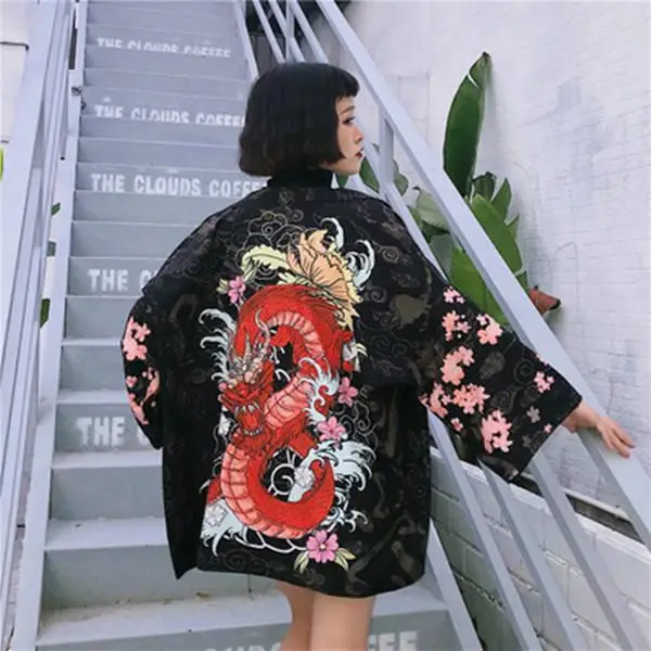 

Women Japanese Kimono Coat Loose Yukata Outwear Tops Vintage Fancy Dress