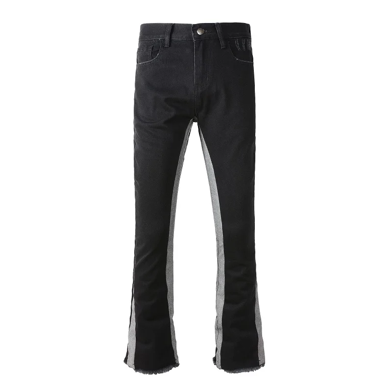 Dropshipping Black Designer Baggy Pants Europe Fashion Wide Fit Flare Trousers Distressed Casual Loose Fit Stacked Washed Jeans