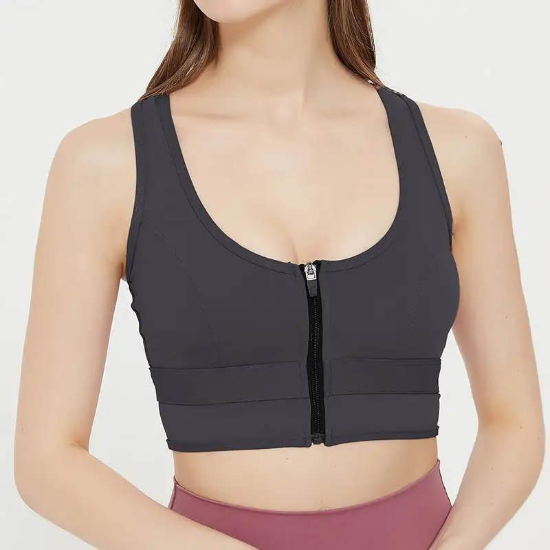 

Front Zip Fashion Sports Yoga Bra High Quality Custom Logo Sports Bra