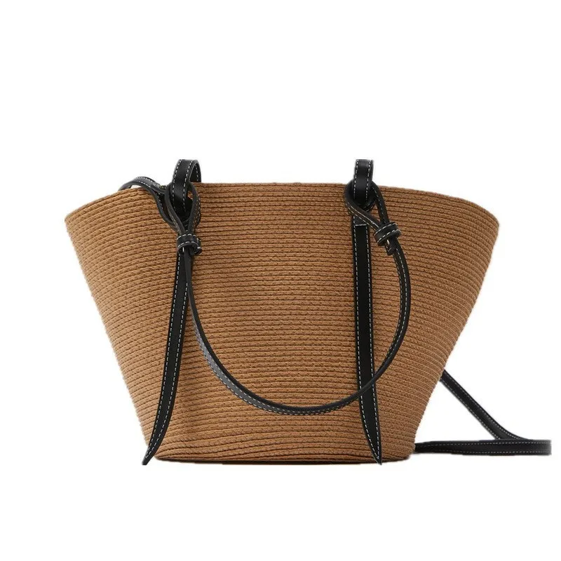 

2021 straw bag summer beach women handbag handmade shoulder bag fashion bucket, Customizable
