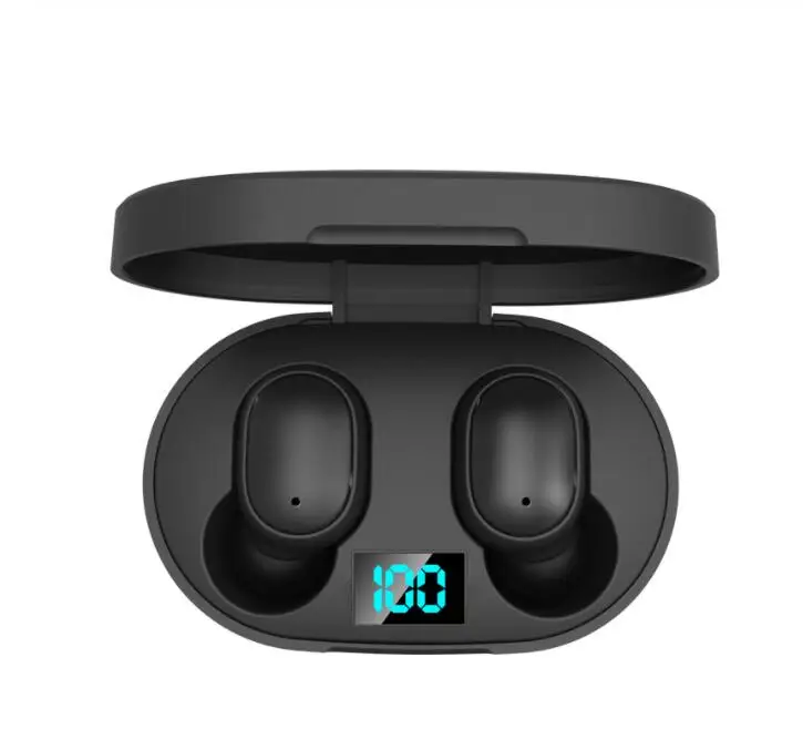 

Top selling E6S tws stereo earphone for Xiaomi Redmi Airdots with LCD Display, Black