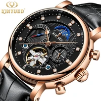 

KINYUED J025 Design Genuine Leather Diamond Display Tourbillion Automatic Mechanical Watch Mens Watches Top Brand Luxury