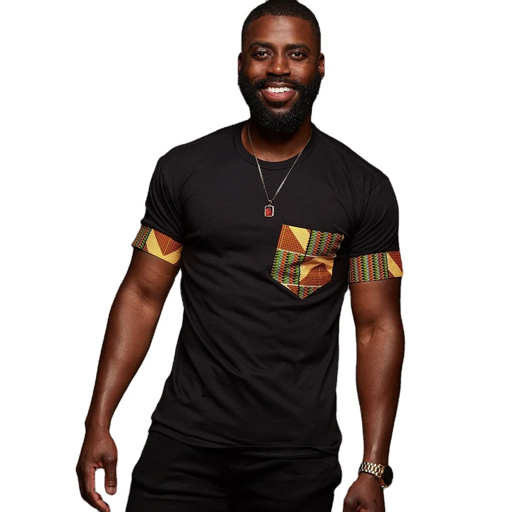 

Custom T Shirt Printing Wholesale African Wax Fabric Knitting Mens Short Sleeve Summer Casual T Shirt 2020, Customized colors