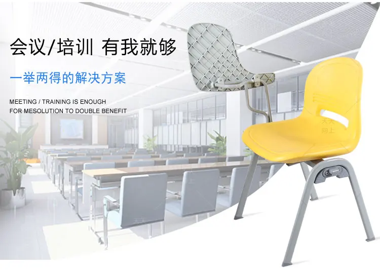 HDPE School Furniture Student Chair Blow Molding Library Tablet And Chair College Chairs with Writing Pad