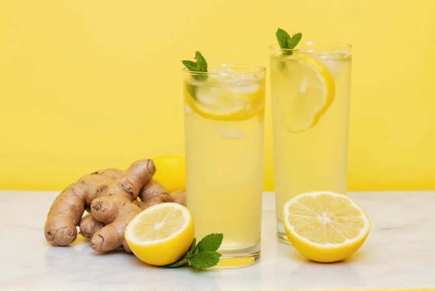 Close-up of fresh ginger root and lemon being juiced for homemade ginger lemon shots