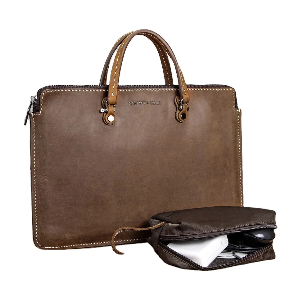 

SIKAI 2021 Trendy Business 15" Genuine Leather Laptop Computer Bags for Men
