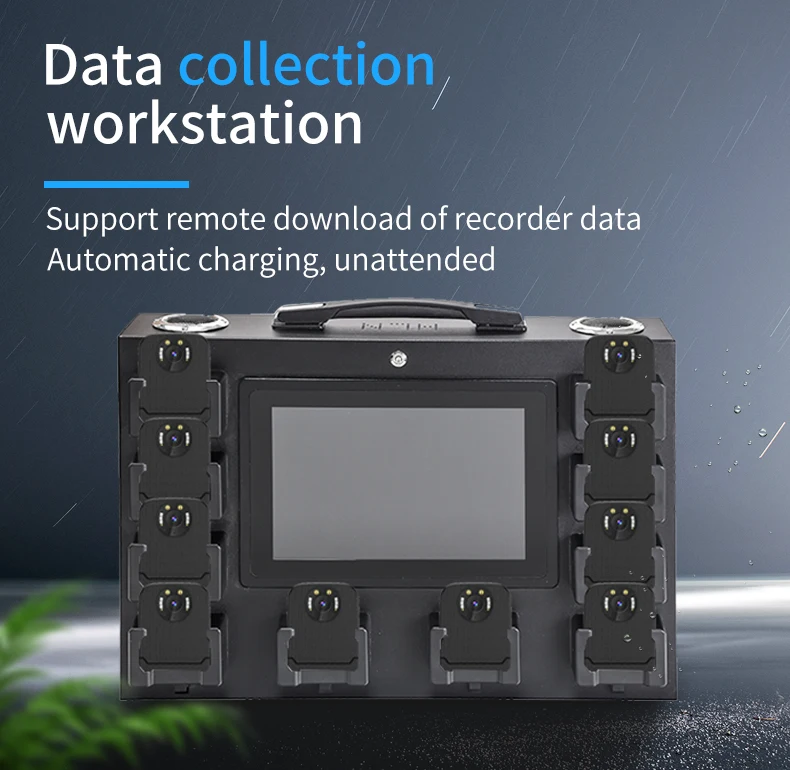 Newest Intelligent Data Acquisition Manager 10Ports Portable Body Worn Camera Docking Station with 10.1 Inch LCD Monitor