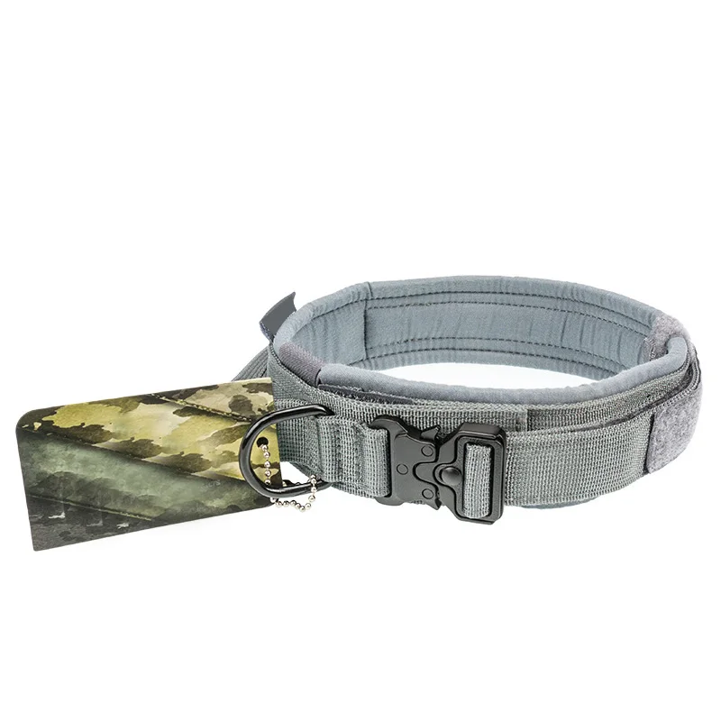 

Wholesale Outdoor Heavy Duty Military Training 1000D Nylon Tactical Adjustable Pet Dog Collar, Grey/yellow/black