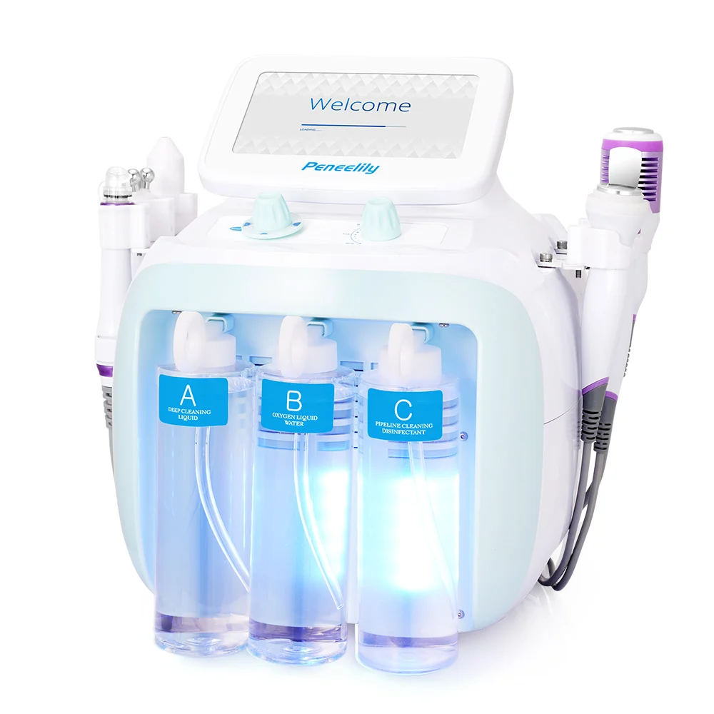 

Peneelily Pro 6 in 1 Water facial ultrasound machine Skin Tightening lifting facial machine for removing blackheads