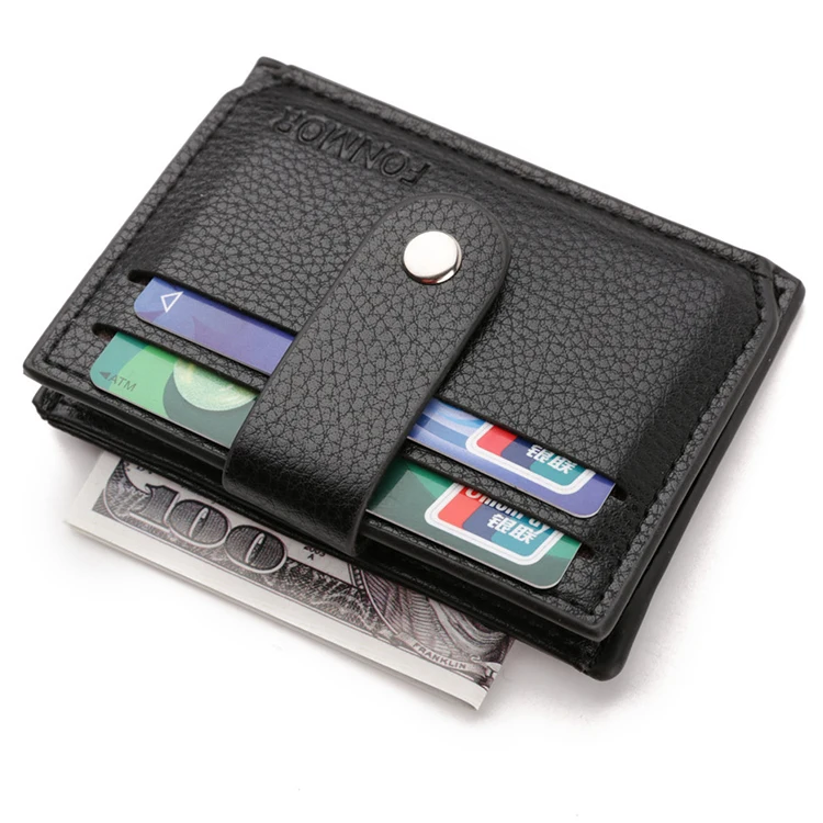 

Business Casual Short Hasp Wallet Slim PU Leather Women Credit Card Holder Wallet For Men, Black,brown