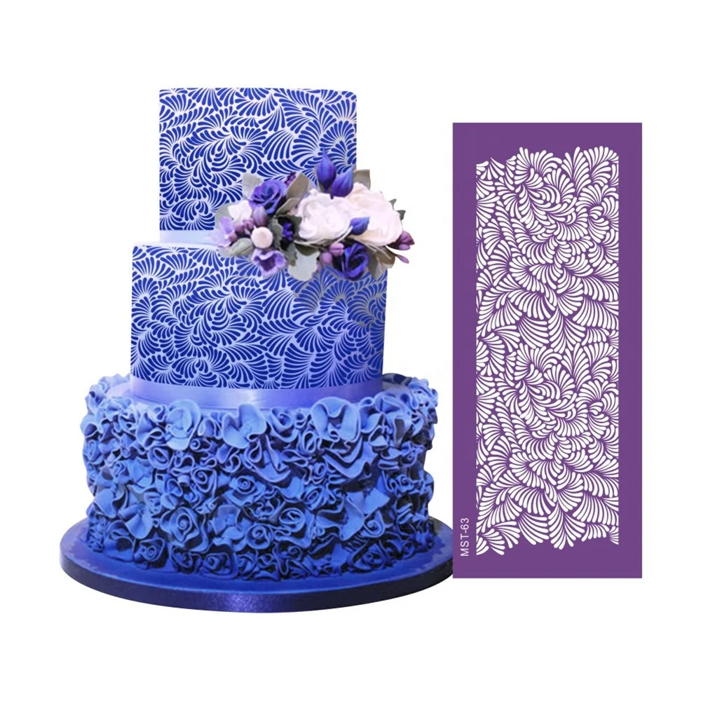 

AK Mesh Stencils for Royal Icing Cake Decorating Lace Stencil for DIY Bakery Cake Art Tools MST-63, Purple