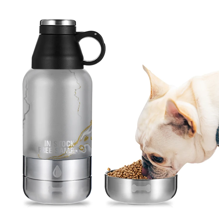 

Everich New 3 in1 dog bowl stainless steel vacuum insulated dog water Bottle with feeder bowl keep warm and cold, Customized color