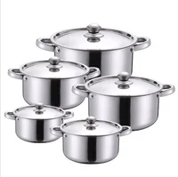 

Cheap And High Quality Wholesale Happy Baron Stainless Steel 10pcs Royal Cookware Hot Pot Set Soup Cooking Pot Set Induction