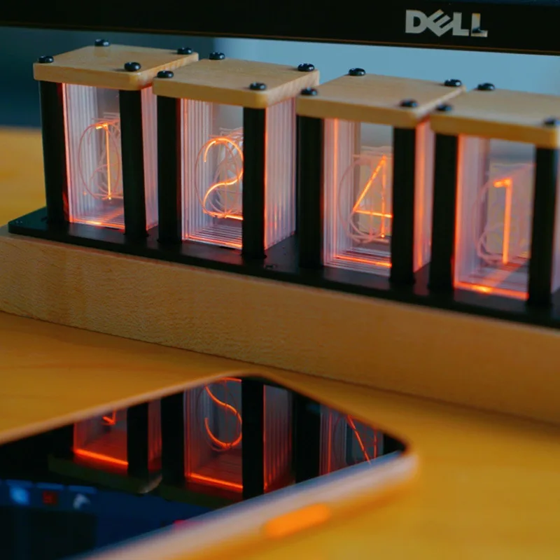 

2021 DROP SHIPPING Gift Desktop Creative Design Analog Glow Tube Clock LED Digital Desk Nixie Clock