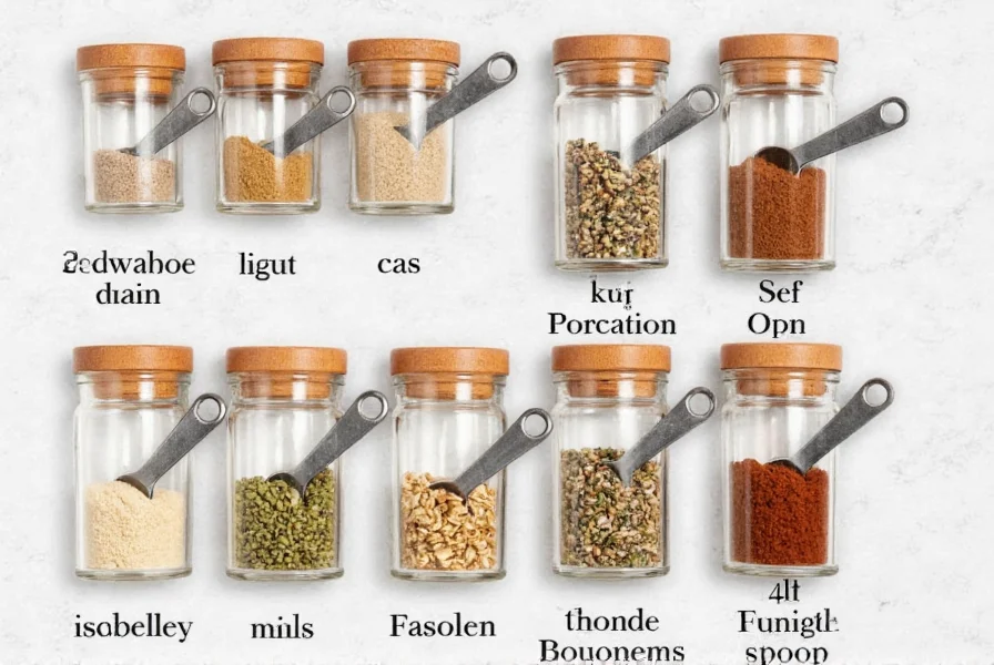 Comparación visual de medidas de especias: cucharadas vs peso exacto