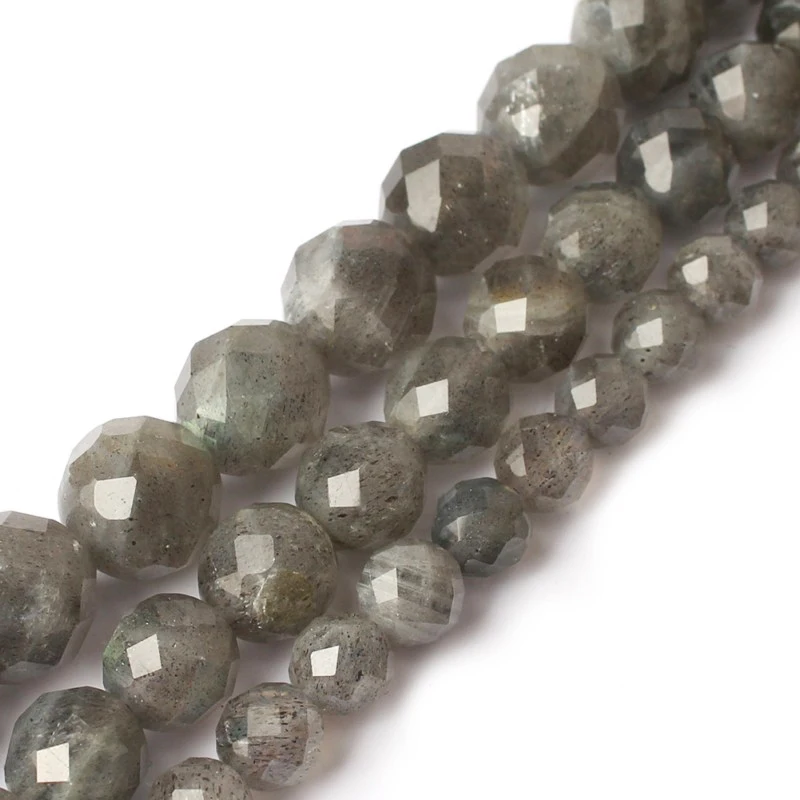 

Wholesale Natural Stone 6/8/10mm Faceted Grey Labradorite Loose Beads For Jewelry Making Fit DIY Necklace