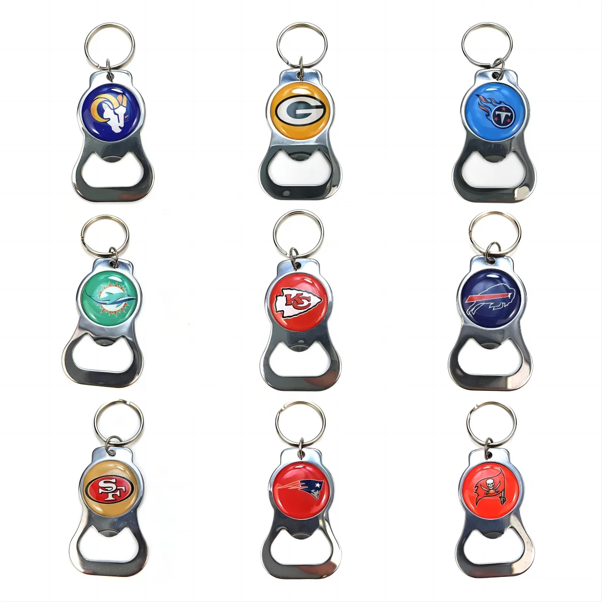 

Wholesale Promotional Souvenir Gift Metal NFL Bottle Opener Keychain For Football Teams