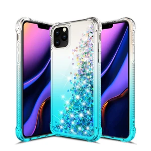 Shock proof Bling Gradient Phone Case for iphone 11, Glitter Quicksand Liquid Skin TPU Gel cover For Iphone 2019