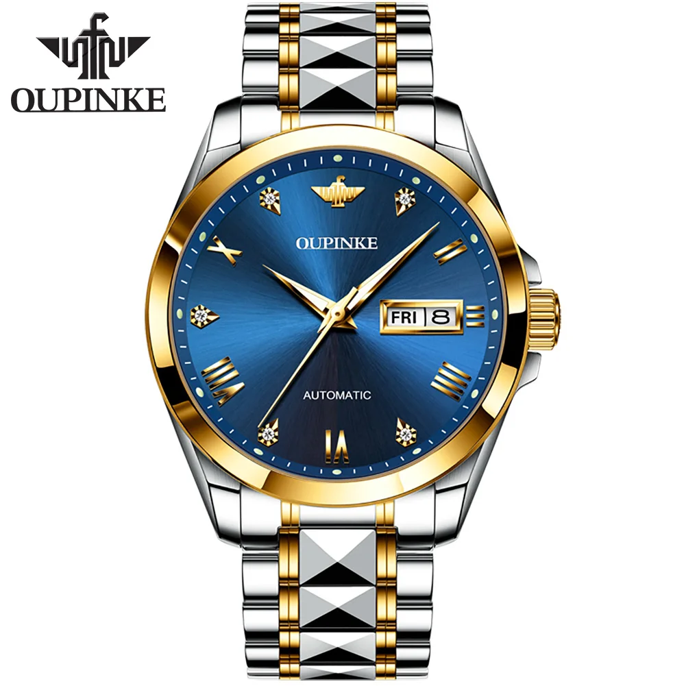 

Oupinke 3171 stainless steel moq 1 piece day date wrist men's watches automatic mechanical luxury brand high quality watch