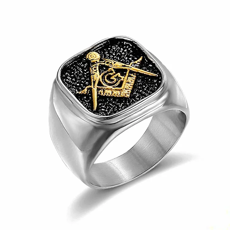 

Classic square signet ring for men Master Mason freemason stainless steel ring