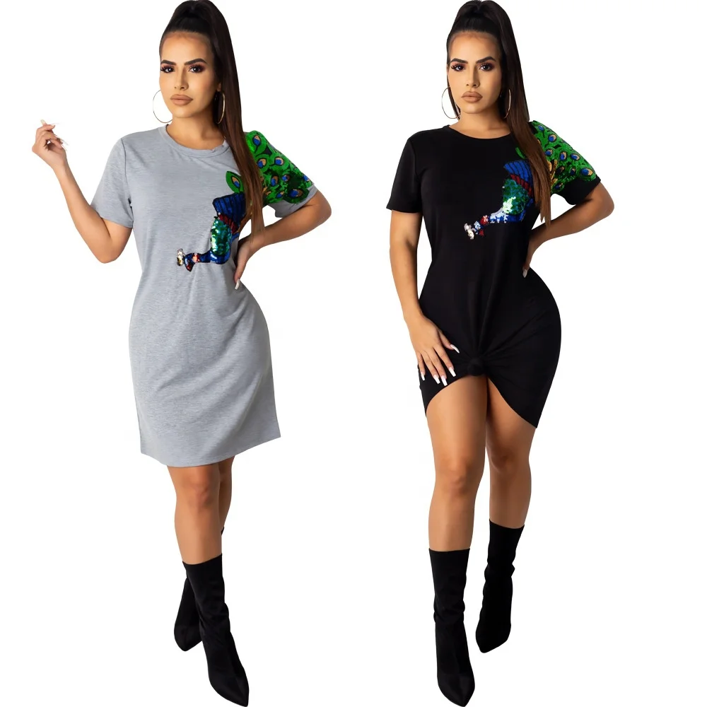 

B30836A 2020 Latest design sexy short sleeve bodycon sequin club dress