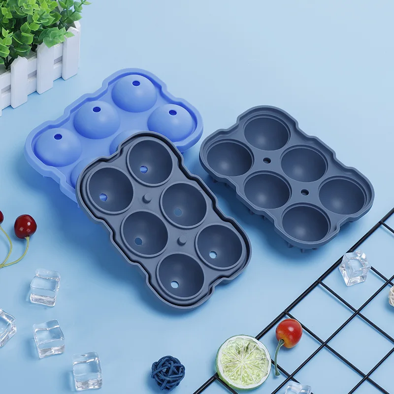 

Silicone Factory Hot Sell 6 Capacity 4.5cm food grade Round Cube maker Ice Tray Balls Mold for Whiskey