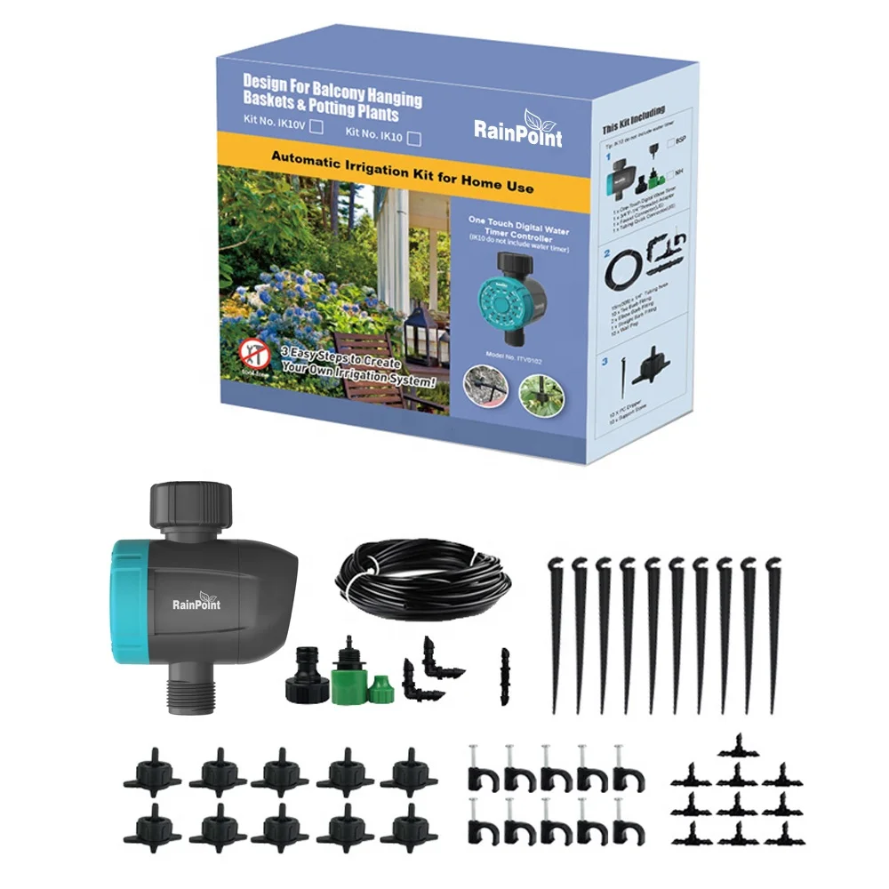 

Automatic Plants Irrigation Controlled Time Watering Home Garden Water Timer Drip Irrigation System, Blue