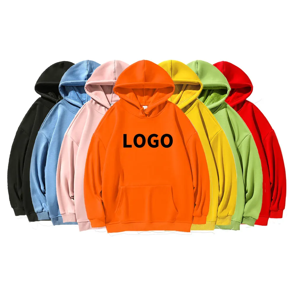 

OEM custom hoodie cotton blank hoodies sweatshirts wholesale fashion pure color fleece hoodie men