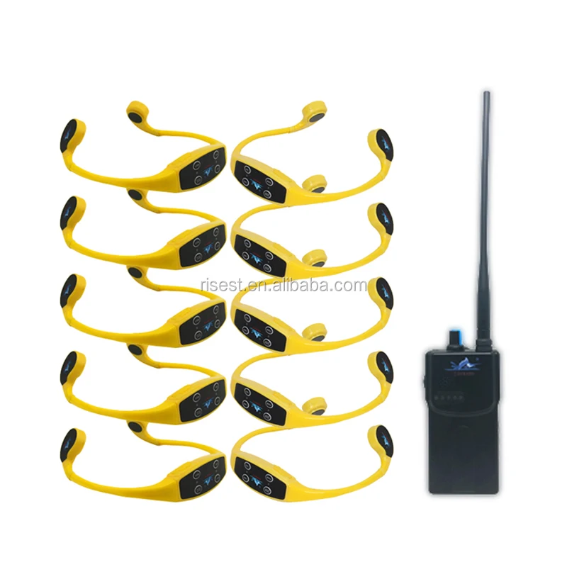 

10 Bone Conduction Open Ear Headphone H-903 Durable Portable Wireless Swimming Teaching H-900 Transmitter Receivers, Yellow,blue, black