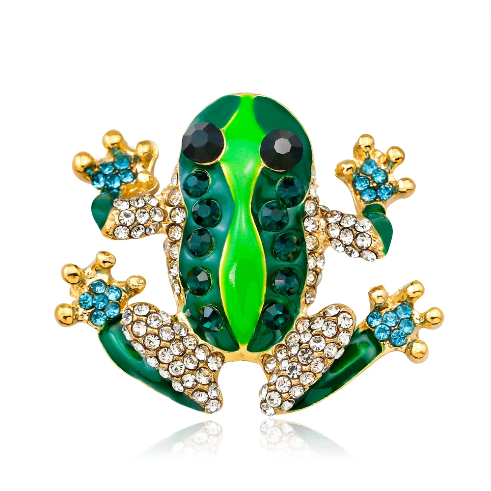 

Green Enamel Brooch Rhinestone Frog Brooches Accessories Pins Gifts for Women and Boys Jewelry