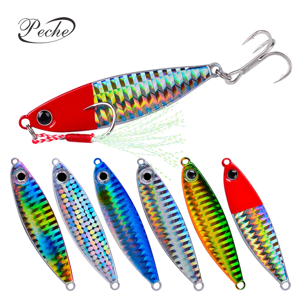 

Peche Sequin Jigging Fishing Lure With Fishhooks 7g 10g 15g 20g 30g Se Uelos De Pesca 3D Eye Bionic Slow Pitch Jigs Lure Bait