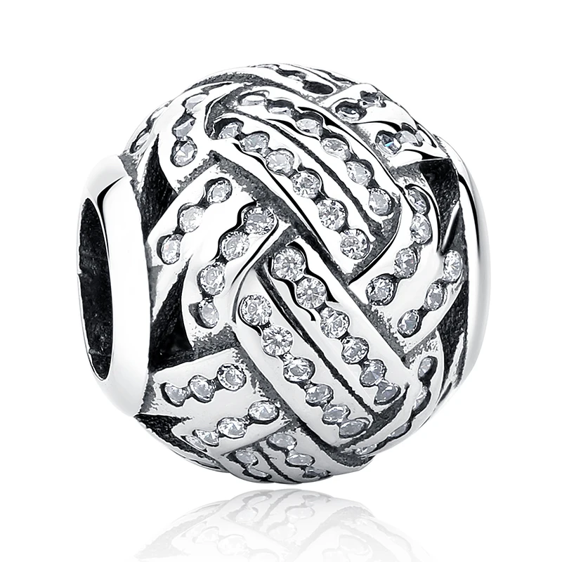 

Original 925 Sterling Silver CZ Charm Volleyball Beads Suitable For Womens Snake Bracelets Fashion Jewelry Making