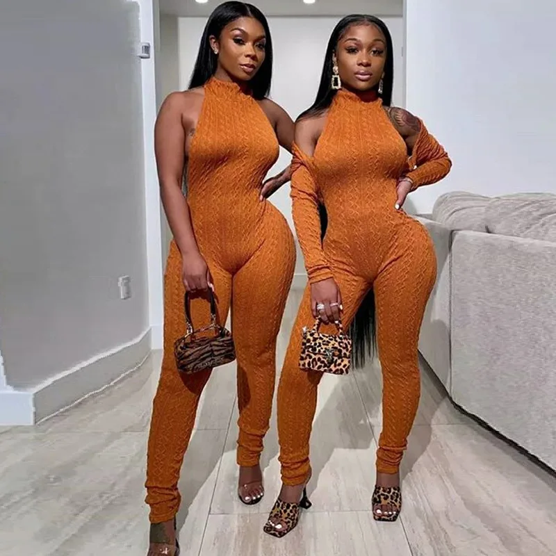 

plus size sexy Backless Jumpsuit Womens Fashion romper female 2 piece sets Clothes sleep wear sweater jumpsuit, Picture showed