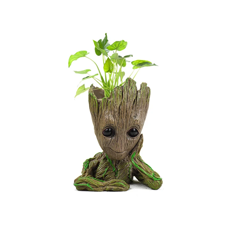 

Factory Price Hot Selling Cute Polyresin Resin Treeman Baby Groot Flower Pot, Green
