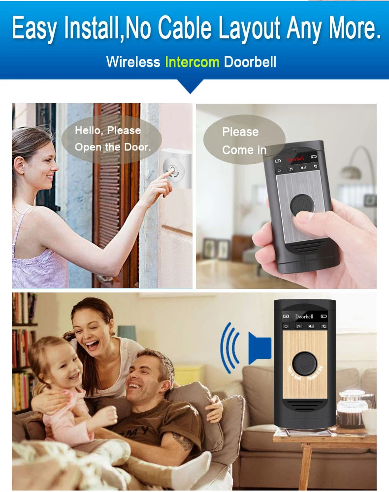 Long Distance Apartment Intercom System Wireless Voice Door Phone Doorbell