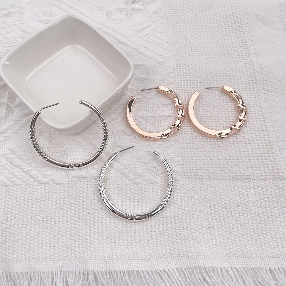 

KITI Simple Jewelry Style Rose Gold Silver Plated Women Classic Hoop Earrings