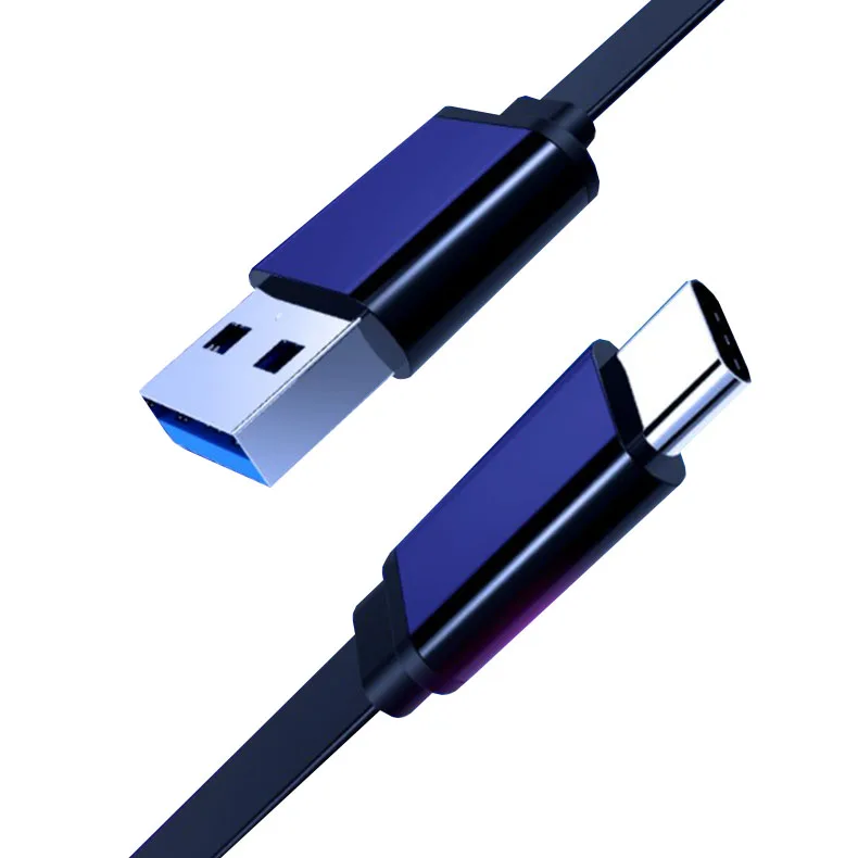 

Flat USB C Cable USB3.0 Mobile Hard Disk Data Cable Type-C high-speed Charging Data Cord 5G 3A fast charge, Black
