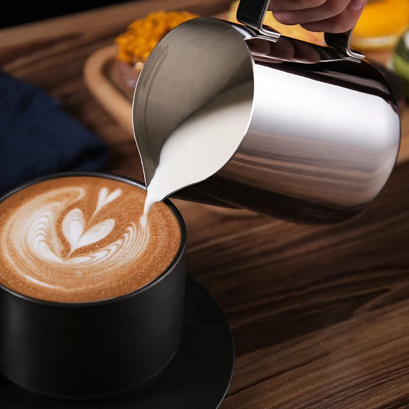 

Custom Arab Barista 350ml 600ml Mini Black Coffee Maker Frother Stainless Steel Latte Frothing Milk Jug Pitcher, Customized colors acceptable