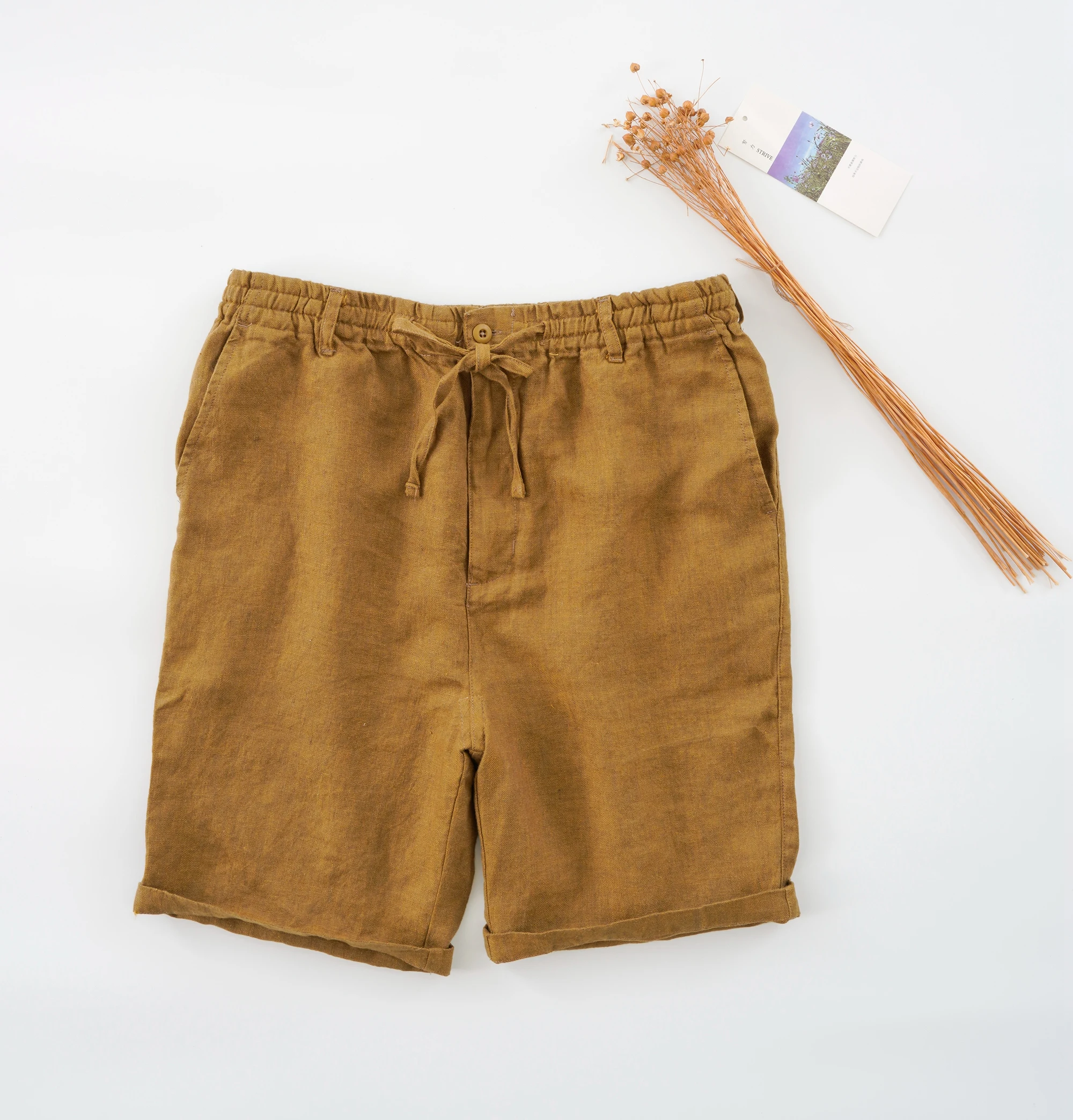 

Casual Summer Natural Fabric Quick Drying Men Shorts Pants Linen Men'S Shorts