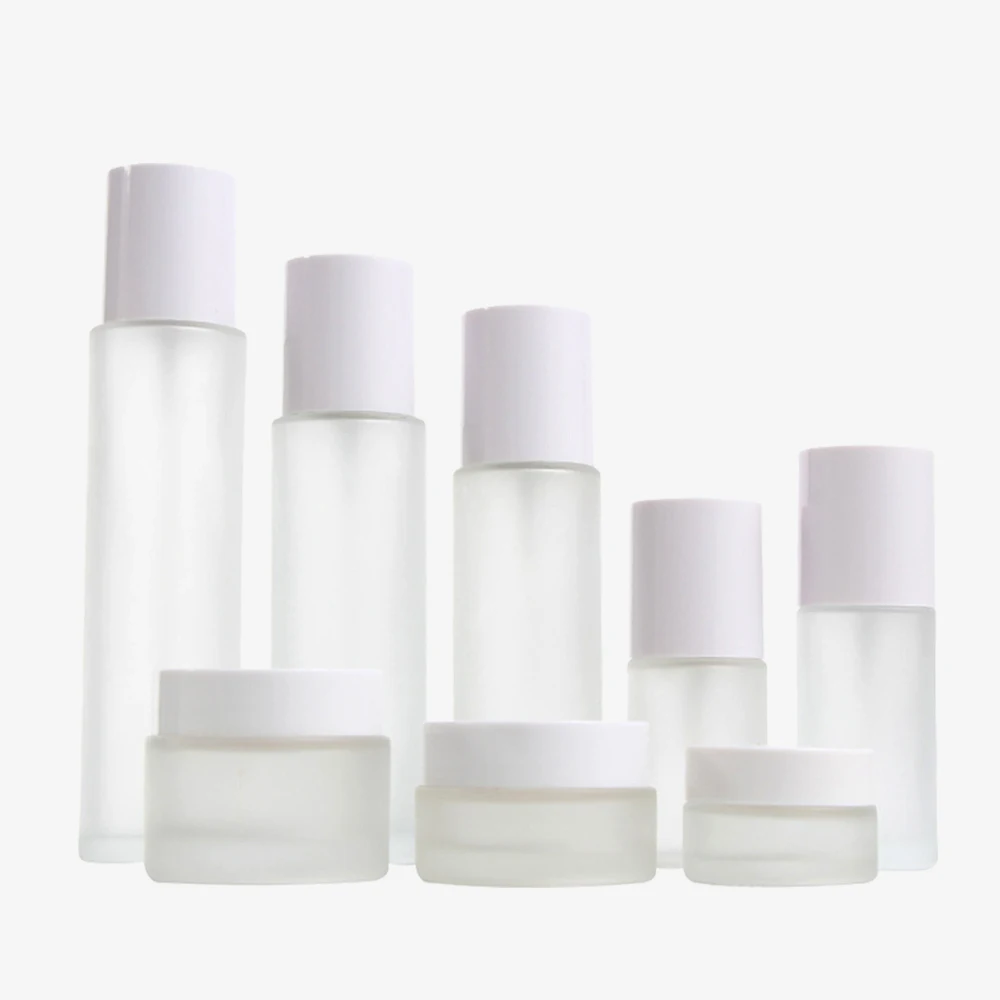 

Frosted Glass Spray Bottle 100ml Skincare Cream Jar 30g Empty Cosmetic Container 120ml Matte Glass Spray Bottle with White Caps