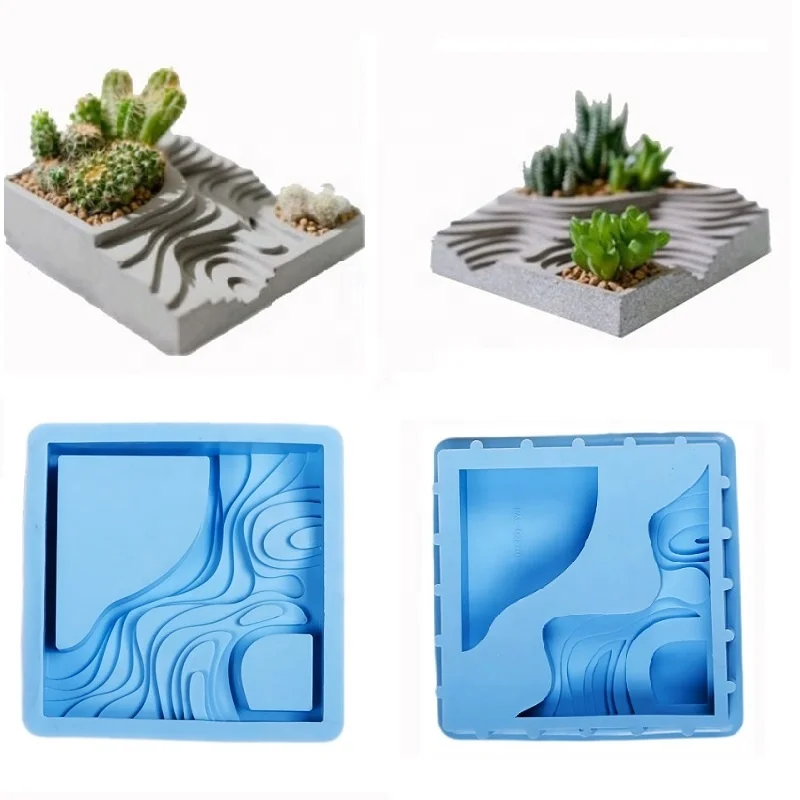 

2019 latest rectangular creme flower pot, concrete planter silicone mold